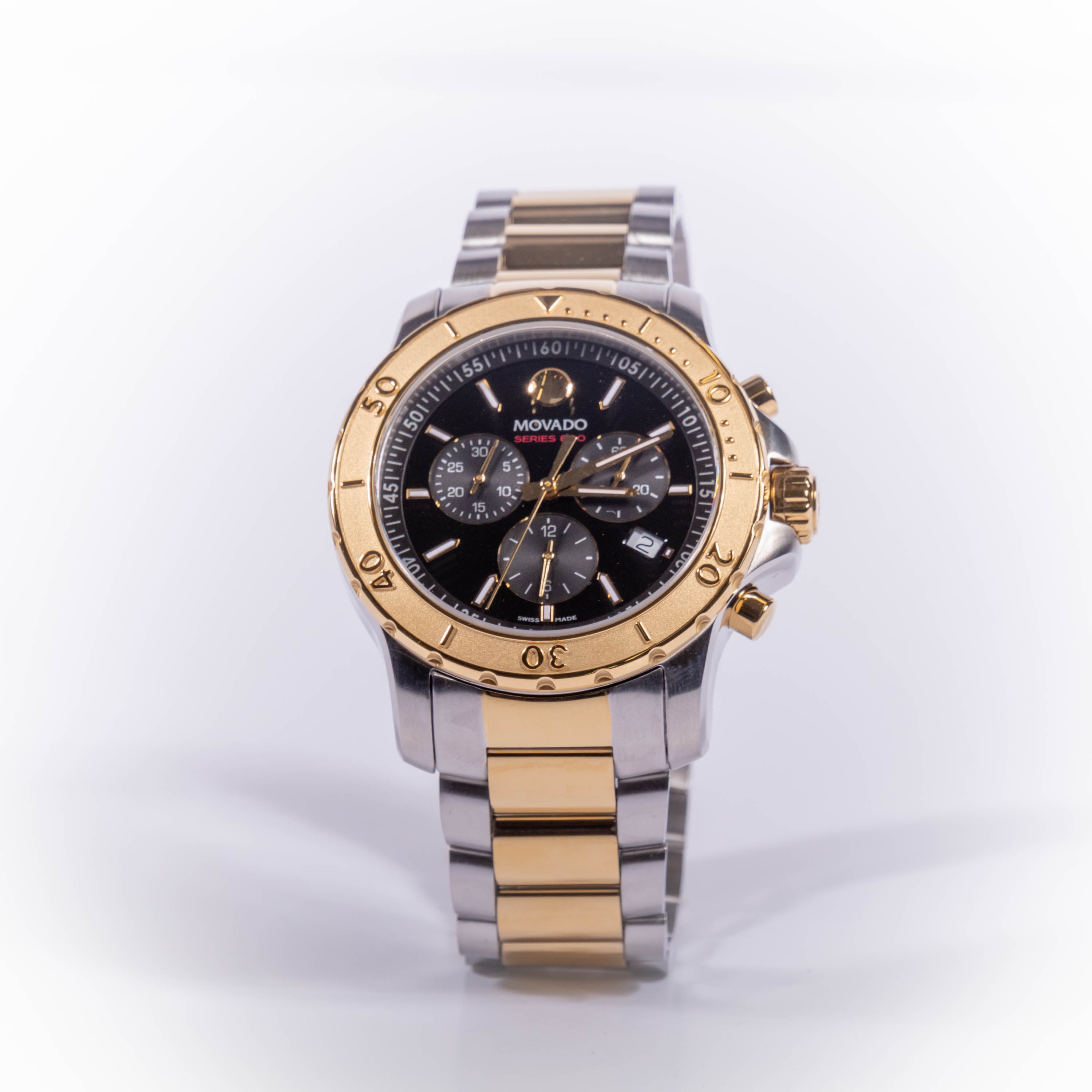 Movado Series 800 Chronograph Black Dial Two-Tone Men's Watch – Stylish Guy