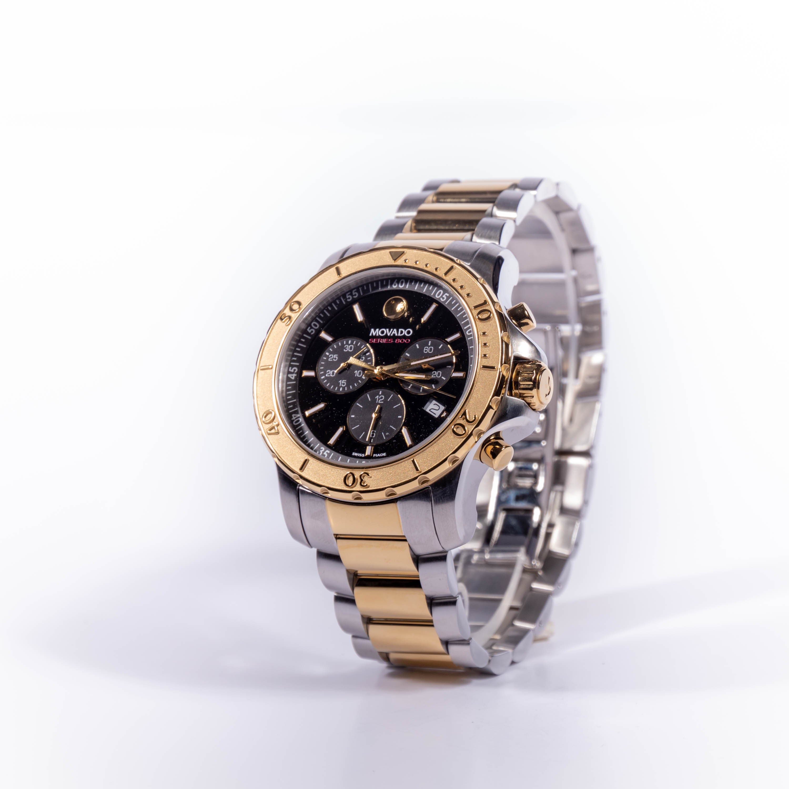 Movado Series 800 Chronograph Black Dial Two-Tone Men's Watch – Stylish Guy